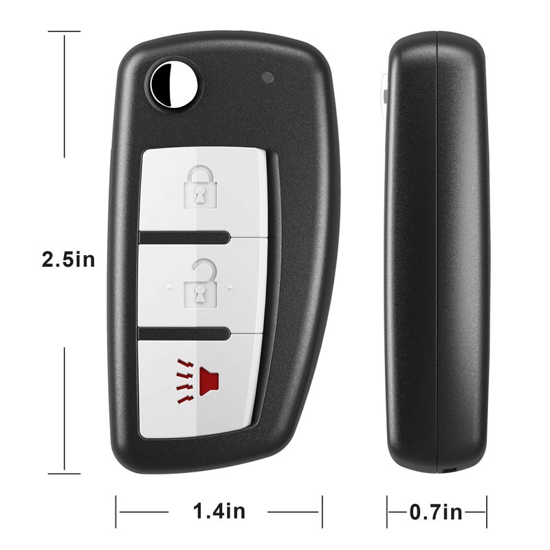 VOFONO جهاز دخول بدون مفتاح عن بُعد مفتاح قابل للطي غير مقصوص يناسب نيسان روج 2014 2015 2016 2017 بديل لـ FCC ID: CWTWB1G767 - Image 4